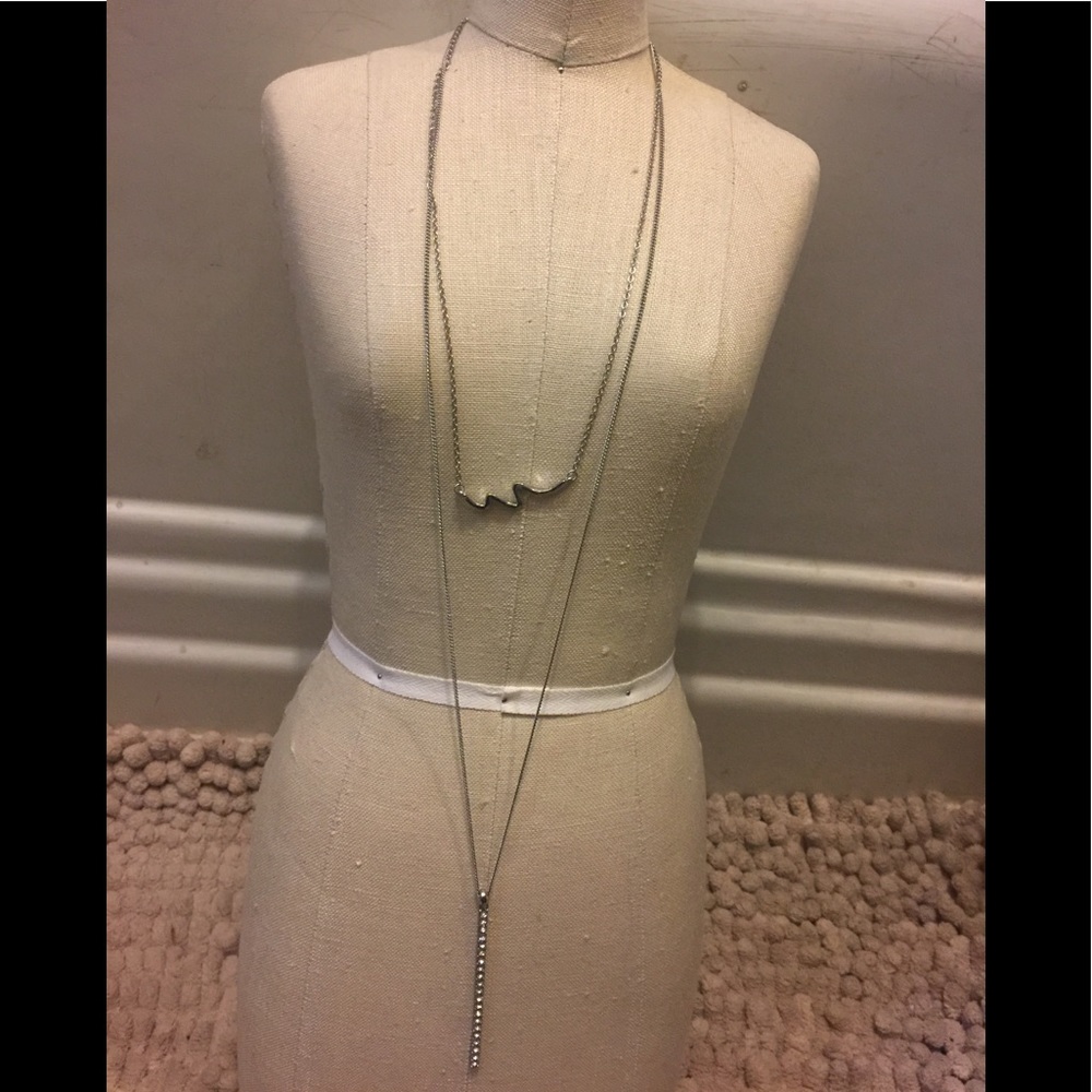 Silver Dual Y  Necklace.